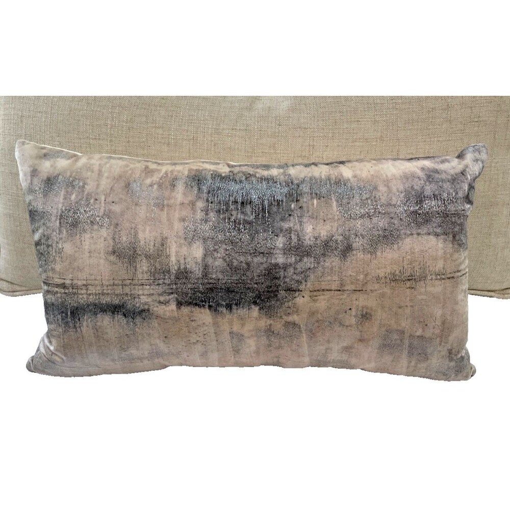 Callisto Home Decorative Lumbar Pillow with Feather Fill 24x14" Metallic Ombre